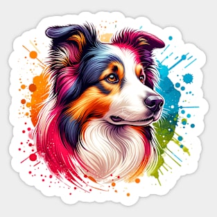 Bright Watercolor Border Collie Sticker